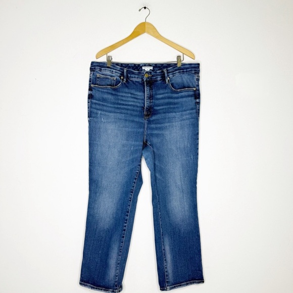 Good American Straight Leg Stretch Jeans Size 18 Blue Denim High Rise - Picture 1 of 7